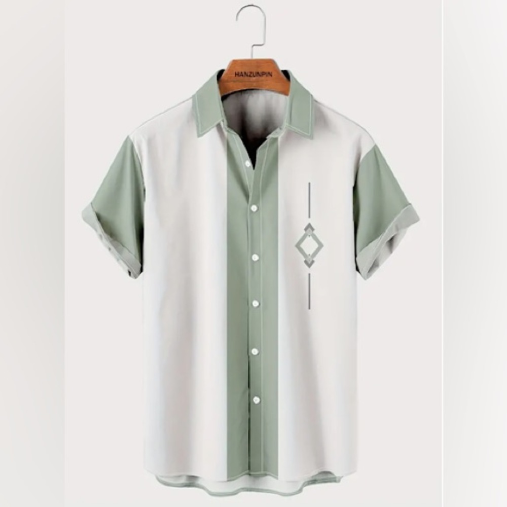 Stylish Big & Tall Hawaiian Shirt - Block Color Button Down Short Sleeve